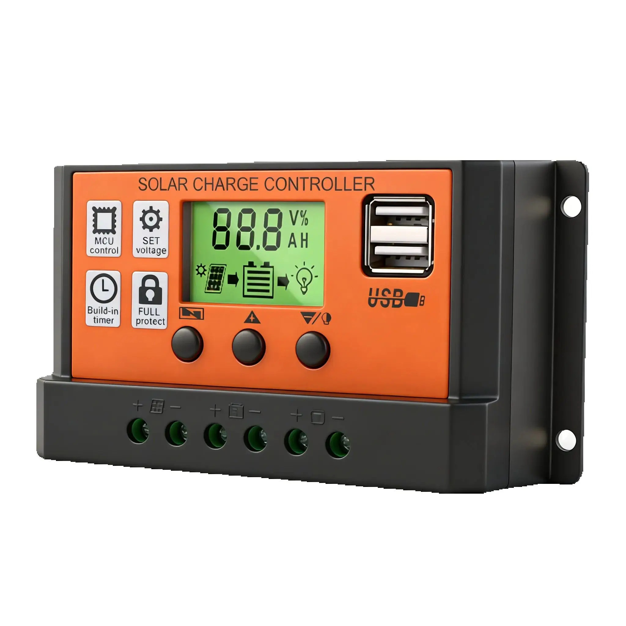 LCD Accessories Solar Charge Controller 12V/24V PWM 10A-100A with Adjustable LCD Display Timer Setting Regulator Screen Timer