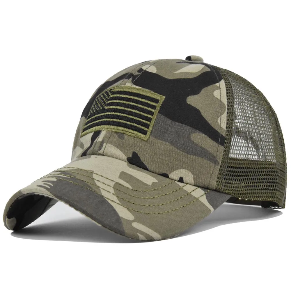 

Camouflage Camo Baseball Cap with American Flag USA Tactical Operator outdoor Hat for hiking Hunting