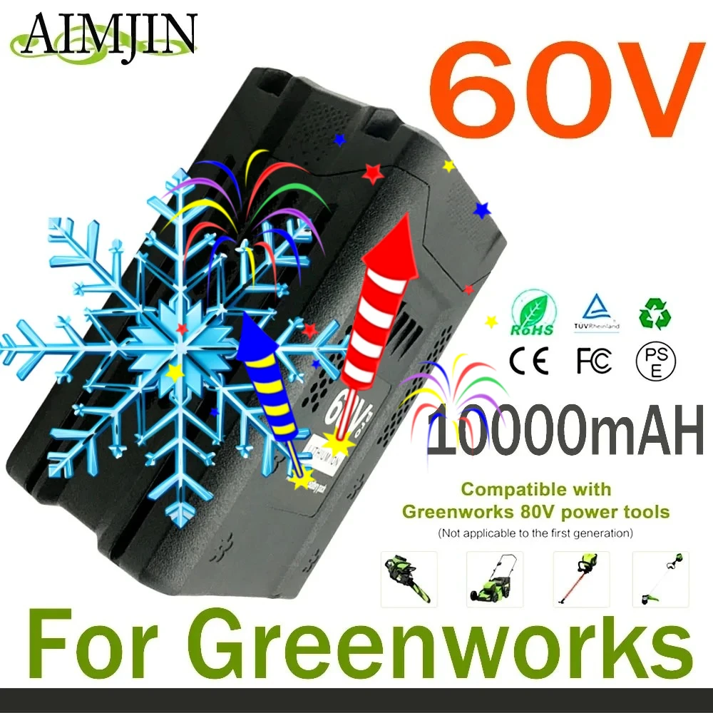 

10000mAH 60V Applicable Greenworks BLF442 CSC404 CSF401/405 82CS27 82CS34 82BH22 82BD250 Power Tool Battery