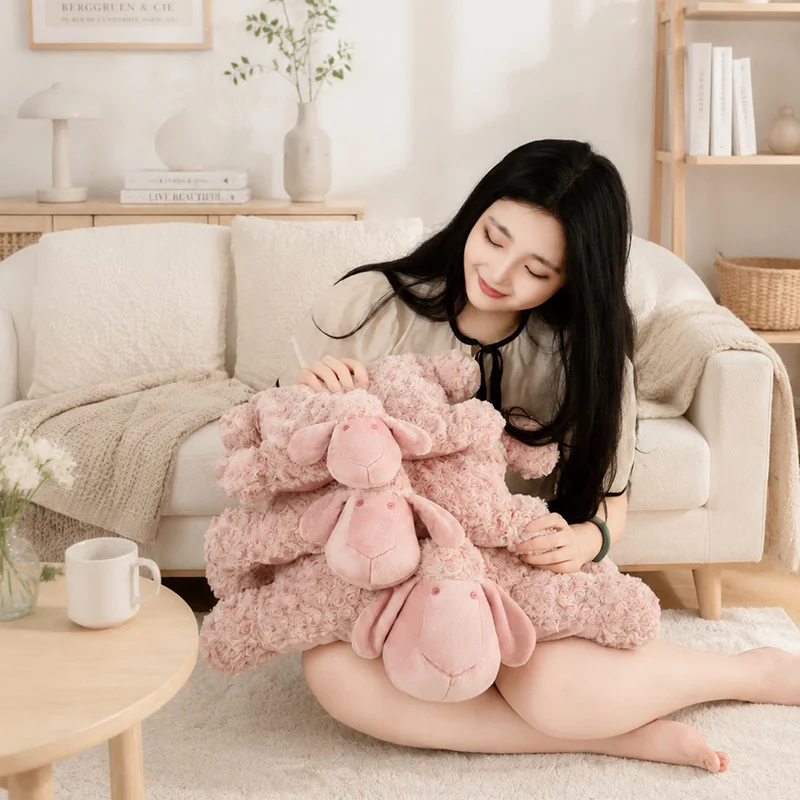 

Nordic Style Foldable Sheep Pillow Soft Fluffy Lamb Plush Cushion Cute Stuffed Animal Nap Pillow Sofa Bedroom Home Decor Gift