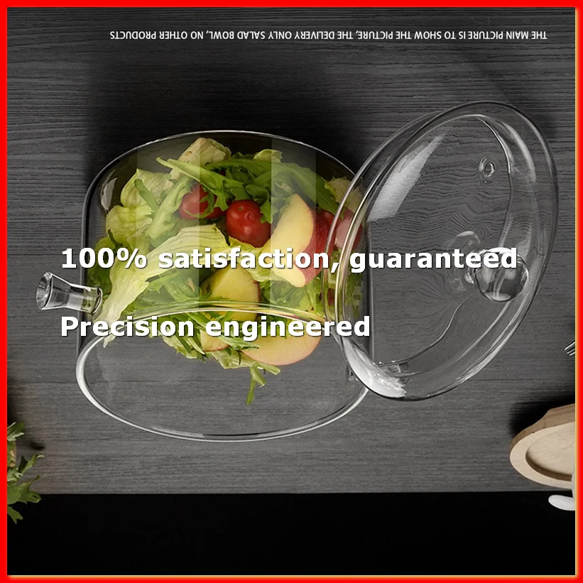 

Double Ear Bowl Glass with Lid High Borosilicate Heat Glass Bowl Glass Salad Bowl Household Home Tableware-A79M