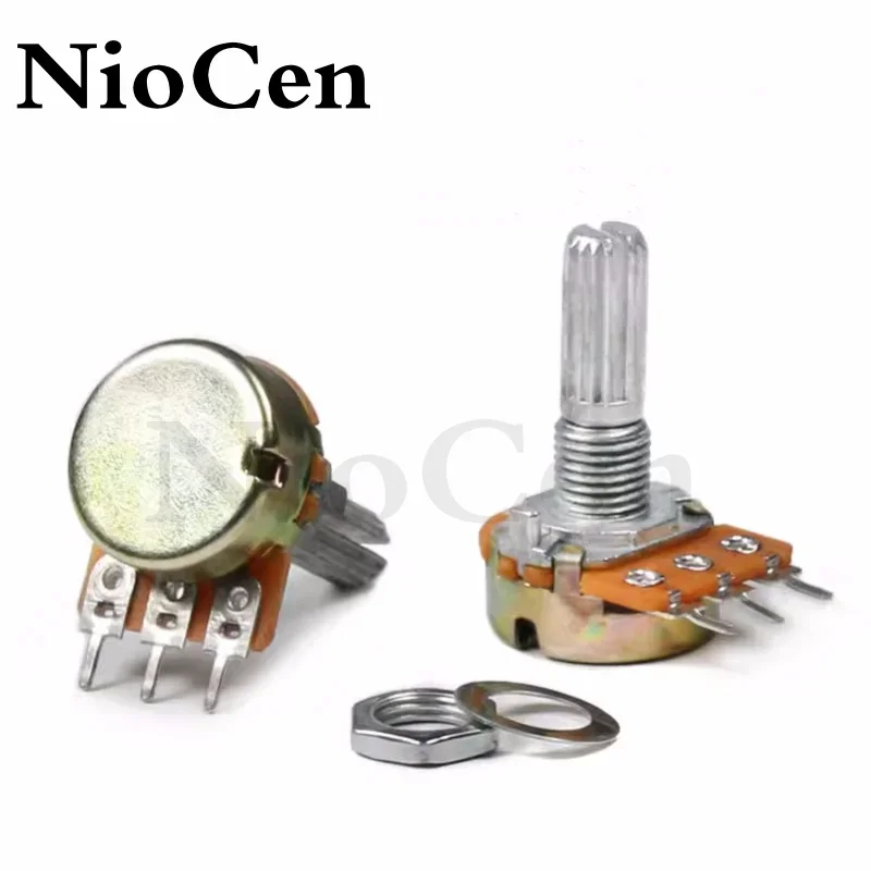 (10개) WH148 15mm 3핀 리니어 포텐셔미터 너트 및 와셔 포함 1K 2K 5K 10K 20K 50K 100K 250K 1M 포텐셔미터 키트