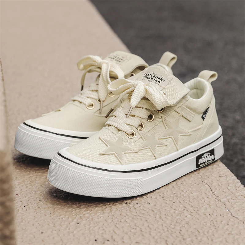 Men Canvas Shoes Star Design Skateboard Casual Outdoor Sneakers Running Tennis Sports Shoes Couple Flat Sneakers For Women