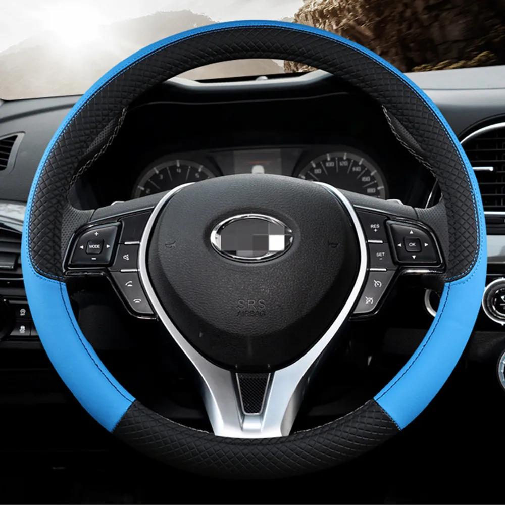 Leather Car Steering Wheel Cover For Suzuki Kizashi Swift Vitara SX4 Embossing Steering Wheel Protection Cover Car Accessories