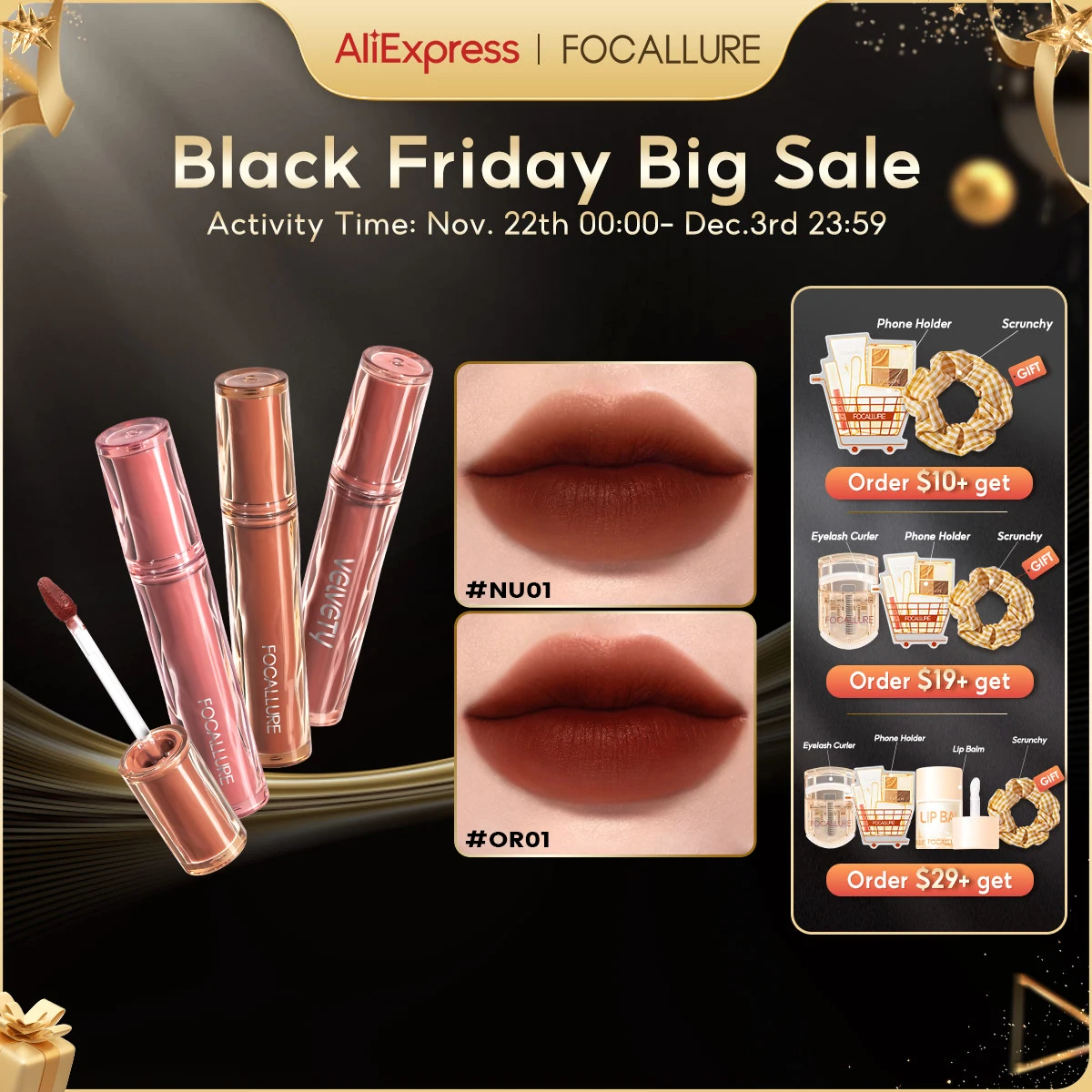 FOCALLURE Velvet Matte Lip Gloss Silky-smooth Long-lasting Liptint Moisturizing Liquid Lipstick Cream Lip Glaze Makeup Cosmetics