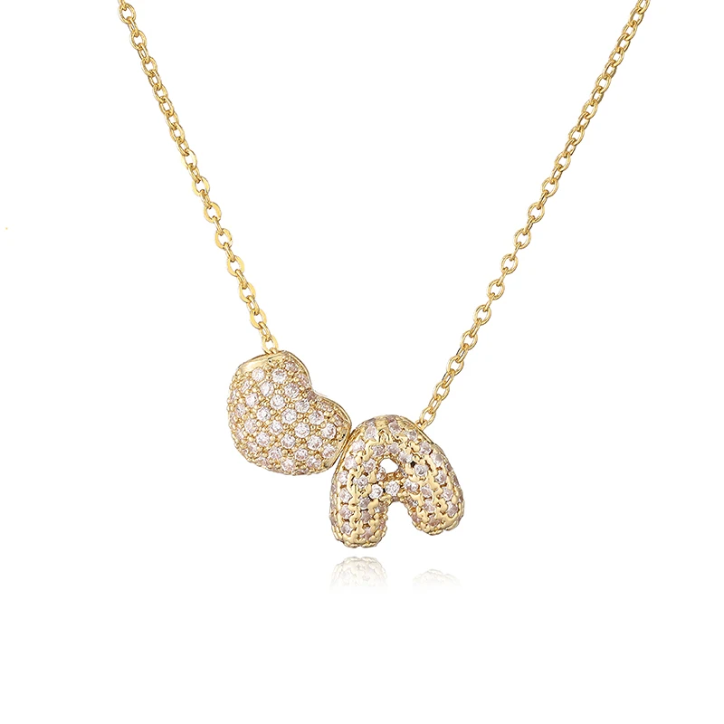 Women's Heart Shaped Delicate Zirconia Initial Necklace