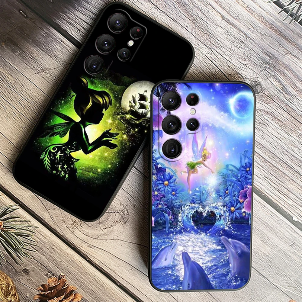 Casing ponsel Anime Disney Tinker Bell lucu, casing pelindung ponsel hitam 5G untuk Samsung Galaxy S24 S23 S22 S21 S20 FE S10 S10E Plus Ultra Pro Lite