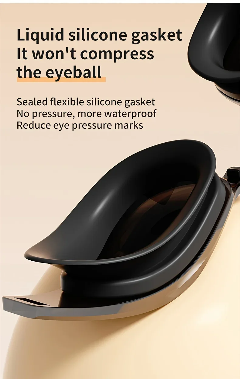 2025 Professionelle Anti-Fog-Beschichtung HD-Schwimmbrille, auslaufsichere Schutzbrille für Männer und Frauen, verstellbare Silikon-Schwimmbrille – Detail 5