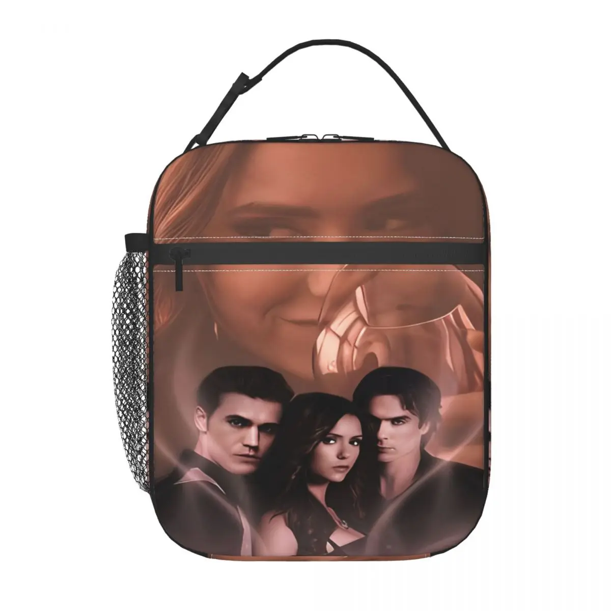 The Vampire Diaries Damon Salvatore Lunch Bag Portable Zipper Lunch Box Graphic Design Cooler Bag Thermal Tote Handbags