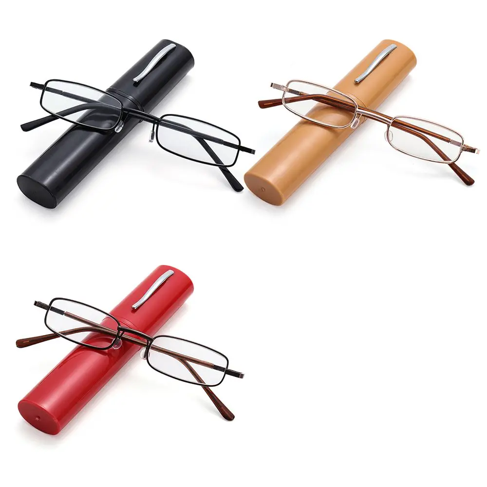 Strength +1.0~+4.0 Portable Slim Lightweight with Pen Clip Tube Case Reading Glasses Readers for Men Women Eyeglasses
