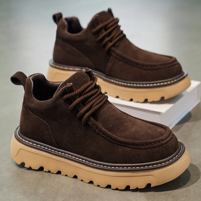 Brown Solid Colour Anti Slip Man Boots 2026 Autumn Hot Sell Men Casual Shoes Four Seasons Light weight Outdoor High Top Footwear