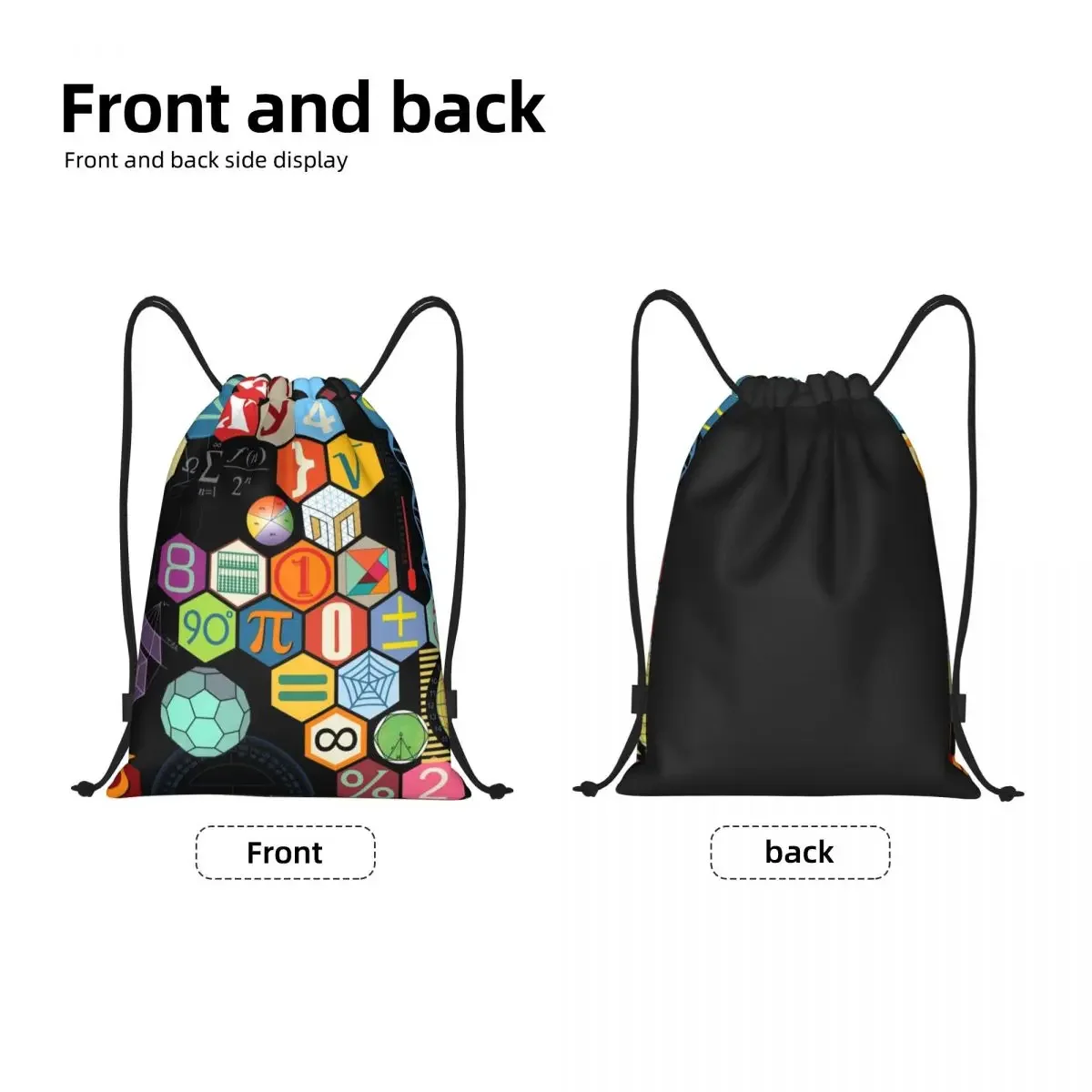 Maths Symbol Drawstring Bags Women Men Portable Sports Gym Sackpack Science Mathematics Teacher Gift Shopping Backpacks