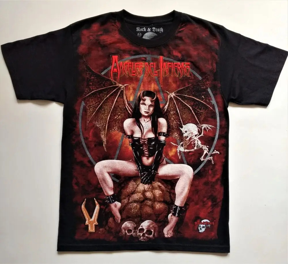 ANGELES DEL INFIERNO T-Shirt RARE Embroidered Logo Baron Rojo Rata Blanca Mago