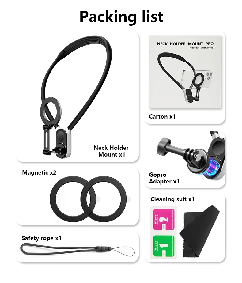 U-förmiger Hängehalter für Gopro Insta360 Action-Kamera, kompatibel mit Magsafe, magnetischer Nackenständer, tragbare Lazy-Phone-Halterung – Detail 11