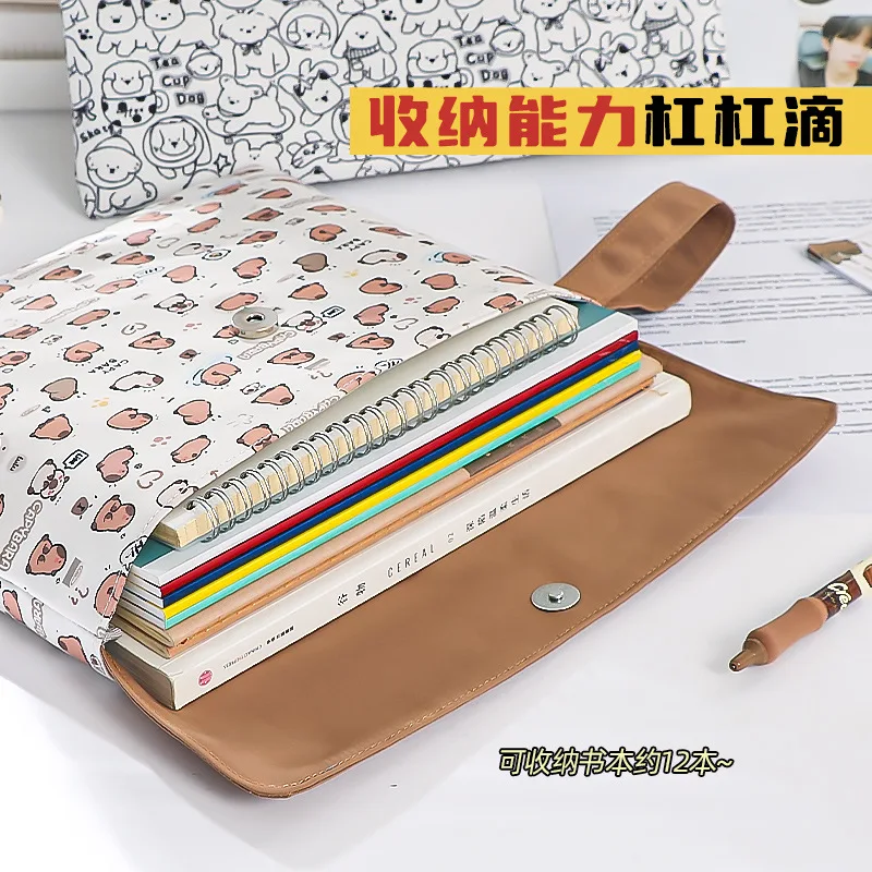 Kapibala File Bag Student Stationery Bags Cartoon Appearance Large Capacity Zipper Storage Bag Kapibala File Bag School Supplies