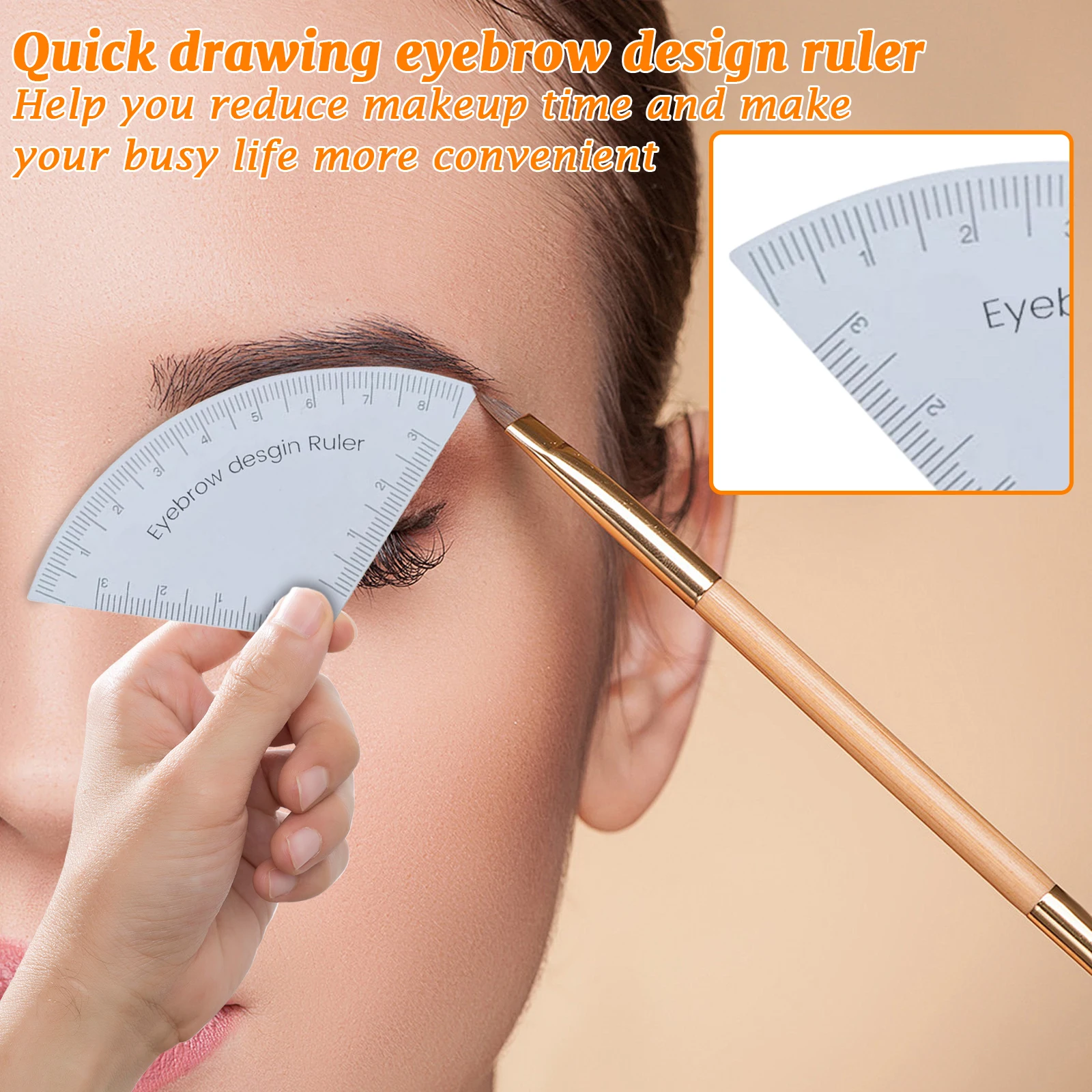 Guida rapida per il disegno delle sopracciglia Strumento riutilizzabile per modellare le sopracciglia con modelli di stencil Strumento per il disegno delle sopracciglia con righello per la progettazione delle sopracciglia