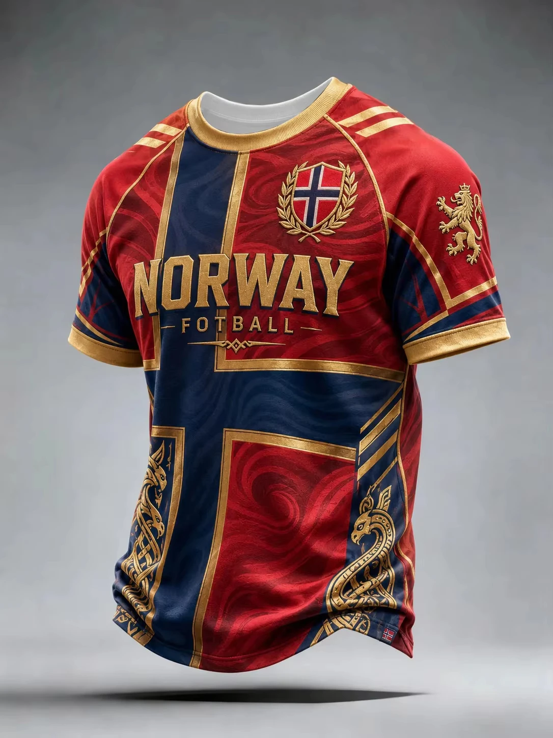 2026 New Unisex Norge Scandinavian Style Tee Vintage Norway Flag Viking Ship Print Short‑Sleeve Shirts Street Loose Sport Tops