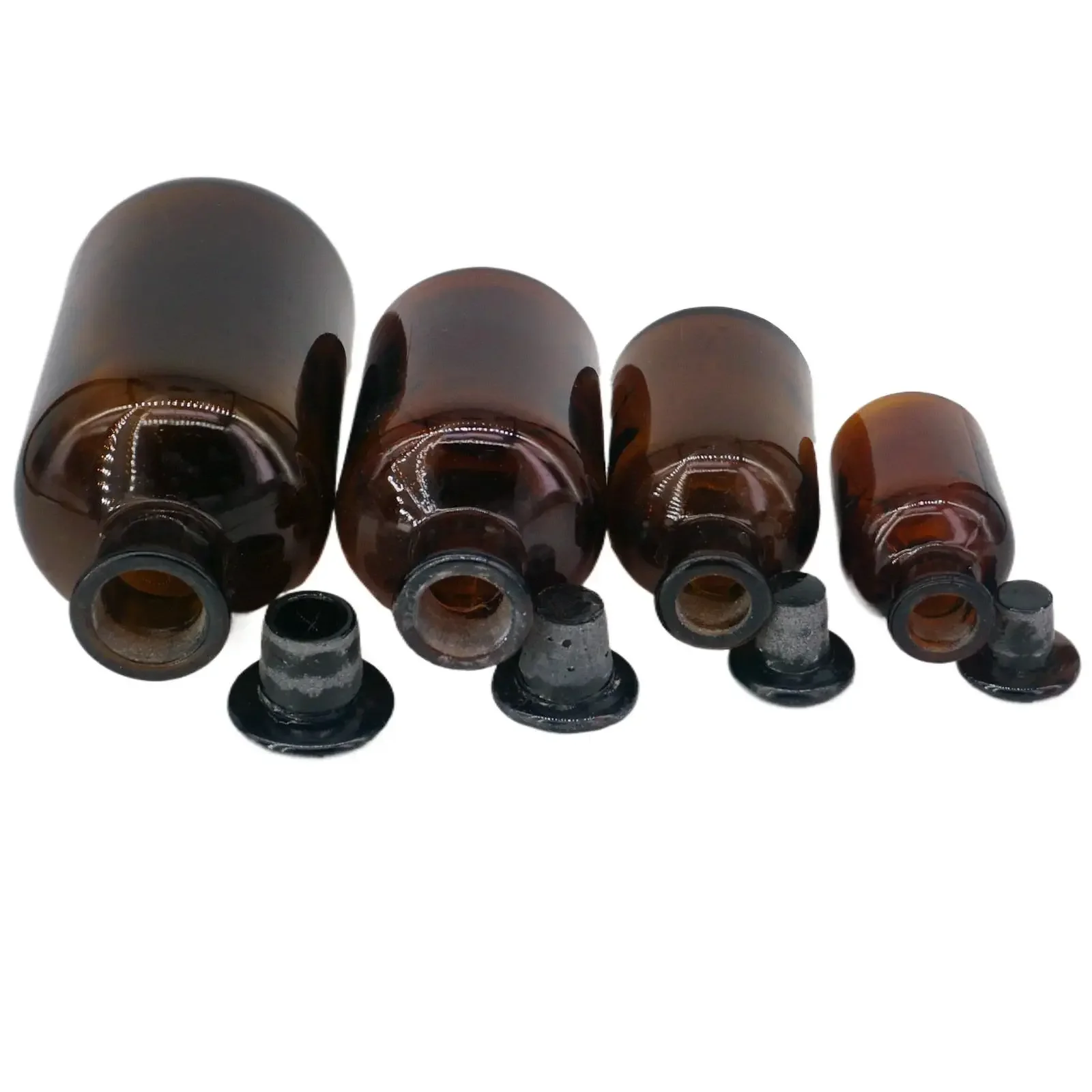 30ml 60ml 125ml 250ml 500ml 1000ml 2500ml Brown Glass Narrow Mouth Bottle With Stooper Lab Chemistry Glassware view 3