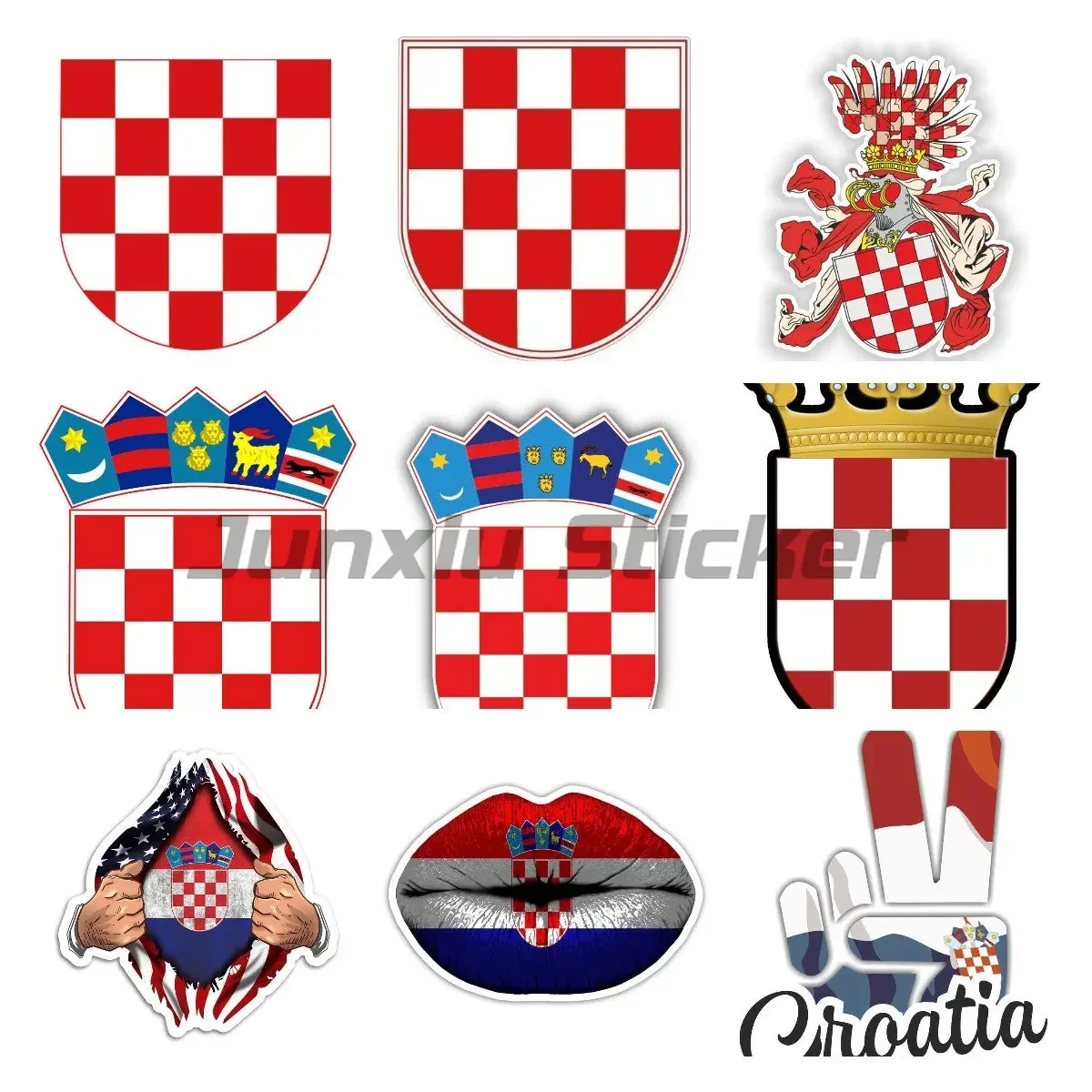 

Personality Creative Car Sticker Croatia National Flag National Emblem Crown Helmet Motorcycle Sunscreen Anti-UV Decal