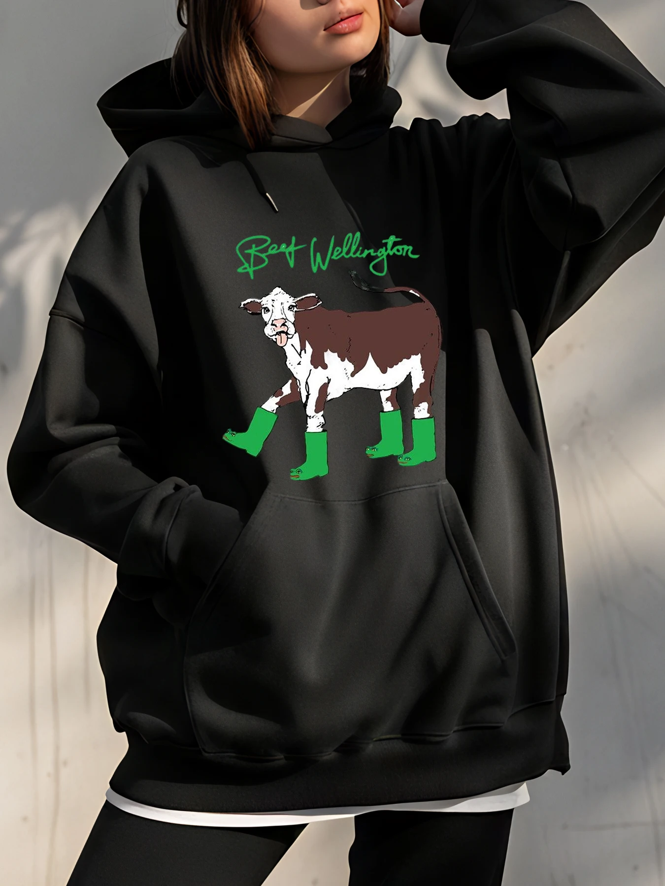 

Толстовка с принтом коровы, говяжья, Веллингтон, дизайн, унисекс, повседневная толстовка для женщин и мужчин, уличная мода