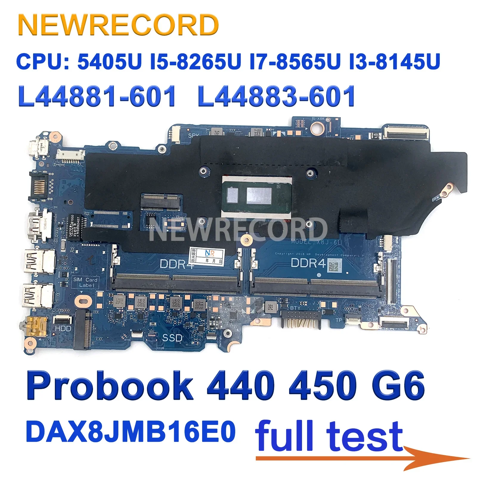 DAX8JMB16E0 For HP Probook 440 450 G6 Laptop Motherboard With I3 I5 I7 8Th Gen CPU DDR4 UMA L44881-601 L44883-601 100% Test Ok