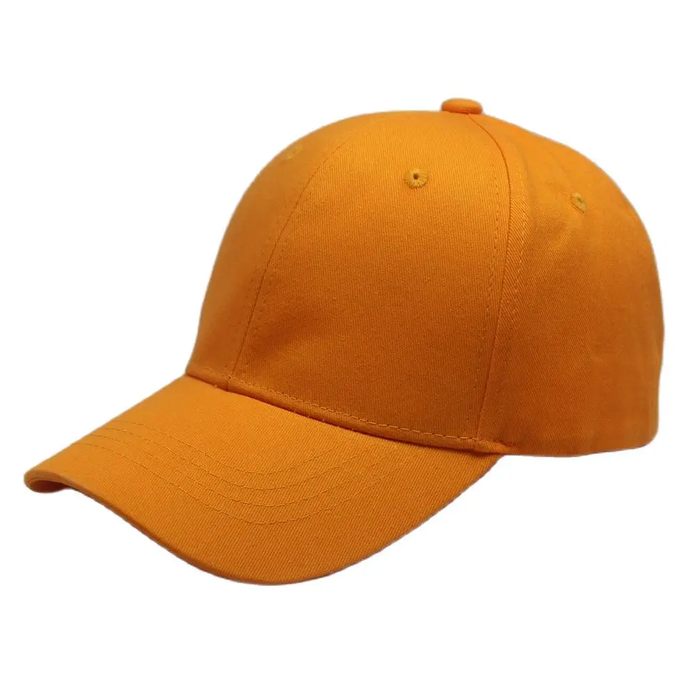 Showy Blank Plain Baseball Cap Lime Green Fashion Female Men 6 Panel Cap Orange Sport Hat Adjustable