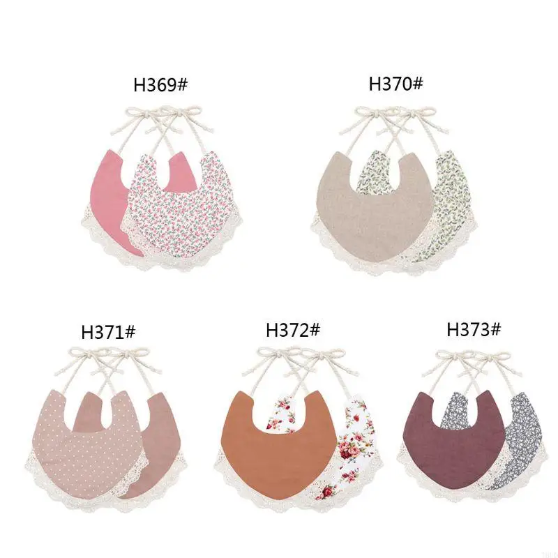 T8UD Infant Baby Girl Boy Floral Bib Kid Toddler Dinner Feeding Tassel Double-side