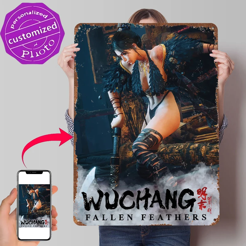 Wuchang: Fallen Feathers Game Art Gedrucktes Poster, personalisierte Wandkunst, Retro-Vintage-Metallblechschilder für Bar-Accessoires, Heimdekoration
