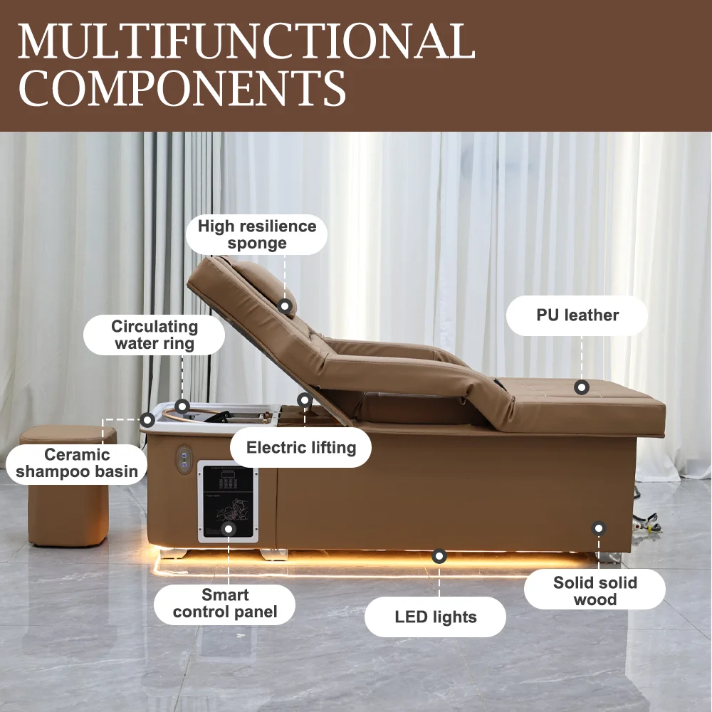 Multifunction 2 in 1 beauty salon back lift hair washing and foot bath massage chair head spa japanese bed