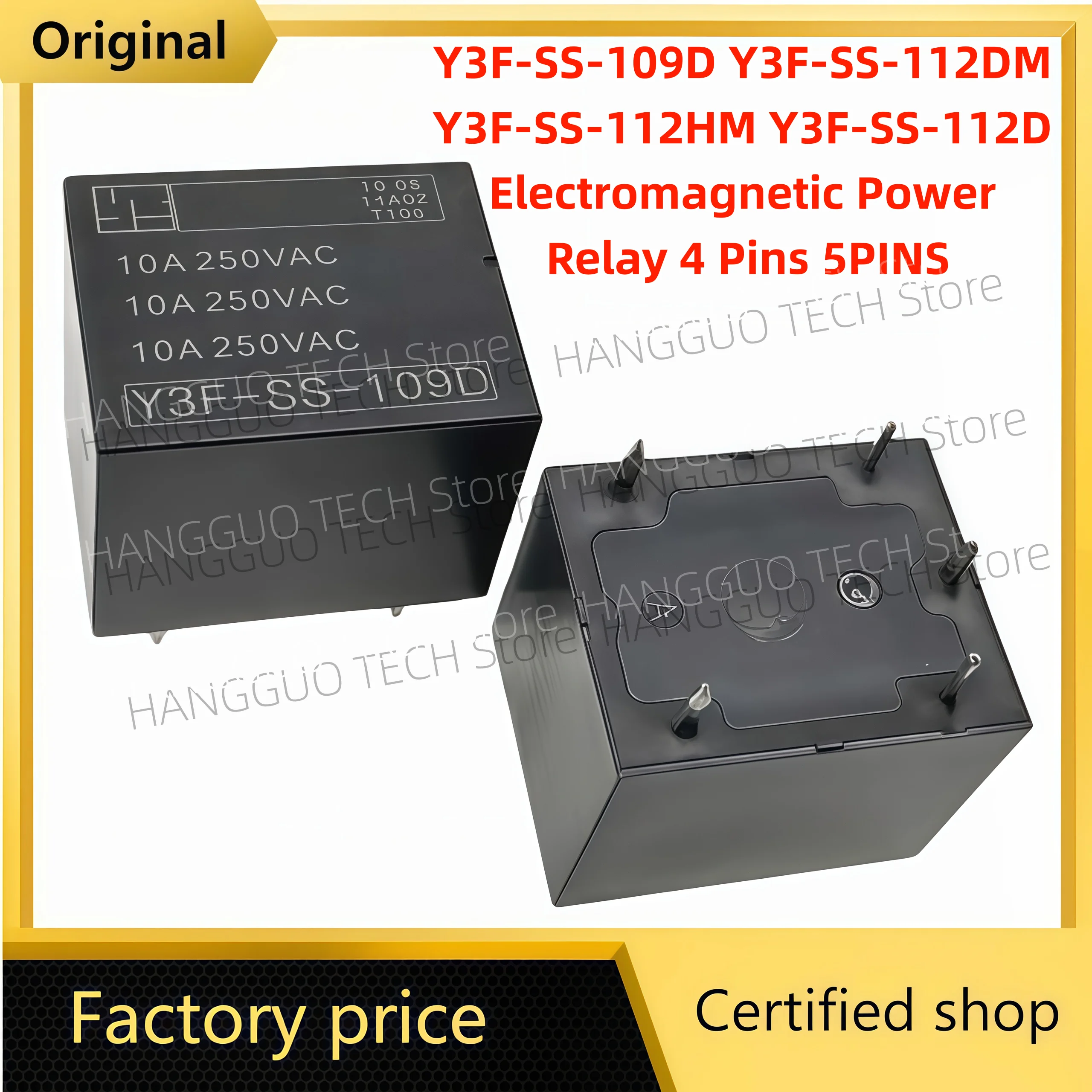 original Y3F-SS-109D Y3F-SS-112DM Y3F-SS-112HM Y3F-SS-112D Electromagnetic Power Relay 4 Pins 5PINS