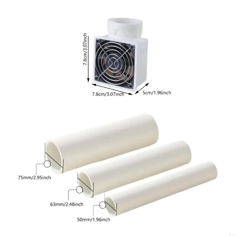 12V 50mm/63mm/75mm Inlines Exhaust Duct Fan For Continuous Operation Ventilation 
