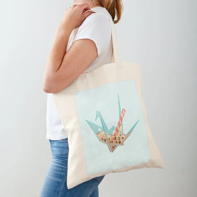 

Glass Boba Origami Crane Tote Bag Cloth bags university shopper bag Women's shopper bag bags woman 2025
