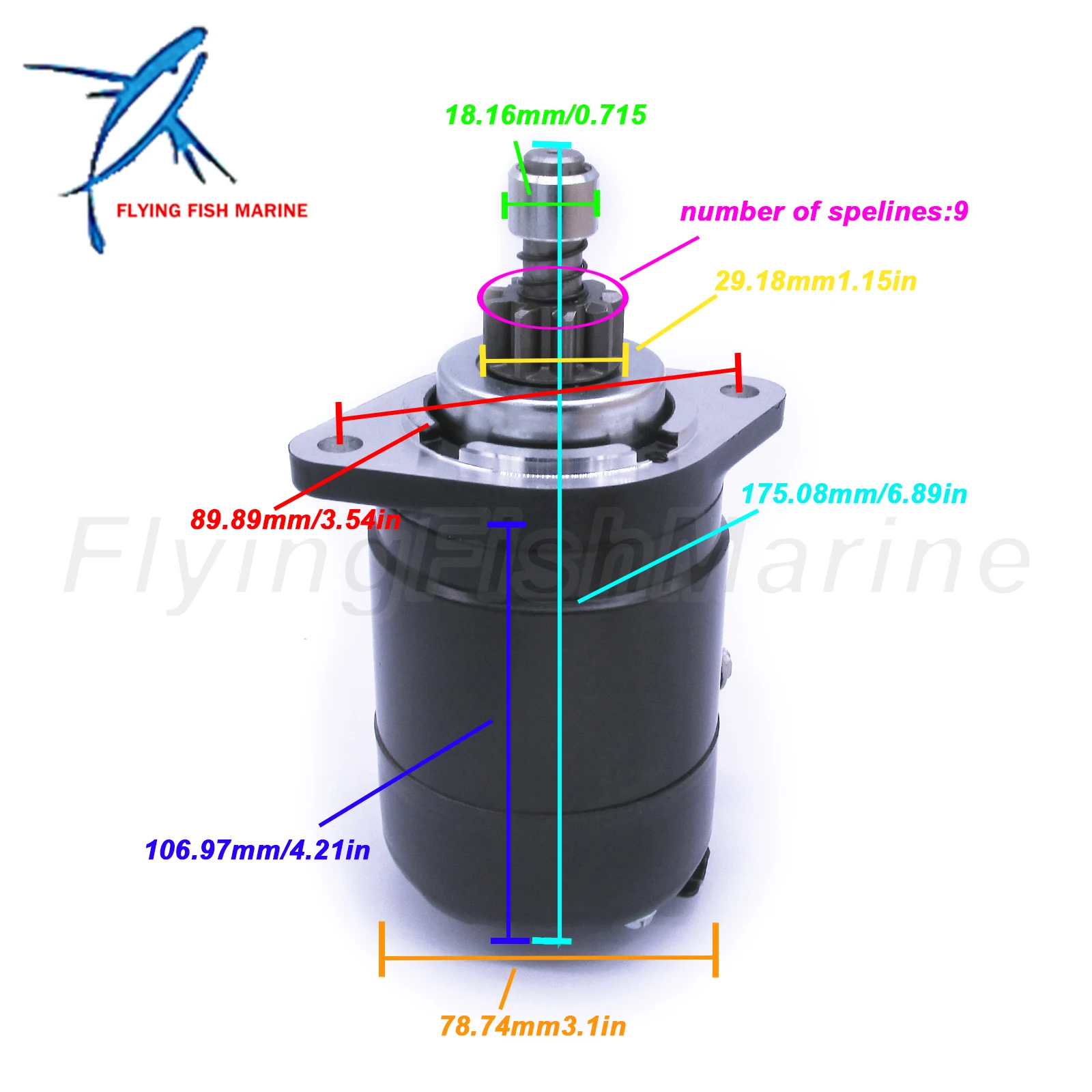 Outboard Motor 346-76010-0 346760100M 18-6431 Starter Motor for Tohatsu Nissan / 5853805T01 853805A1 for Mercury 25HP~40HP