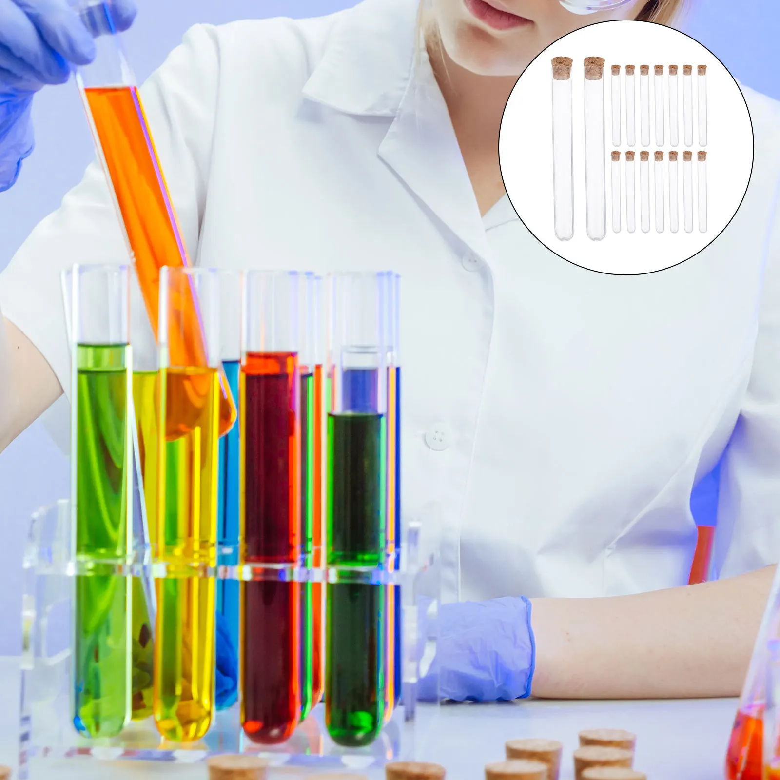 

100pcs Plastic Test Tubes With Stopper For Science Experiment Chemistry Lab Liquid Storage Candy Container Teaching Equipment