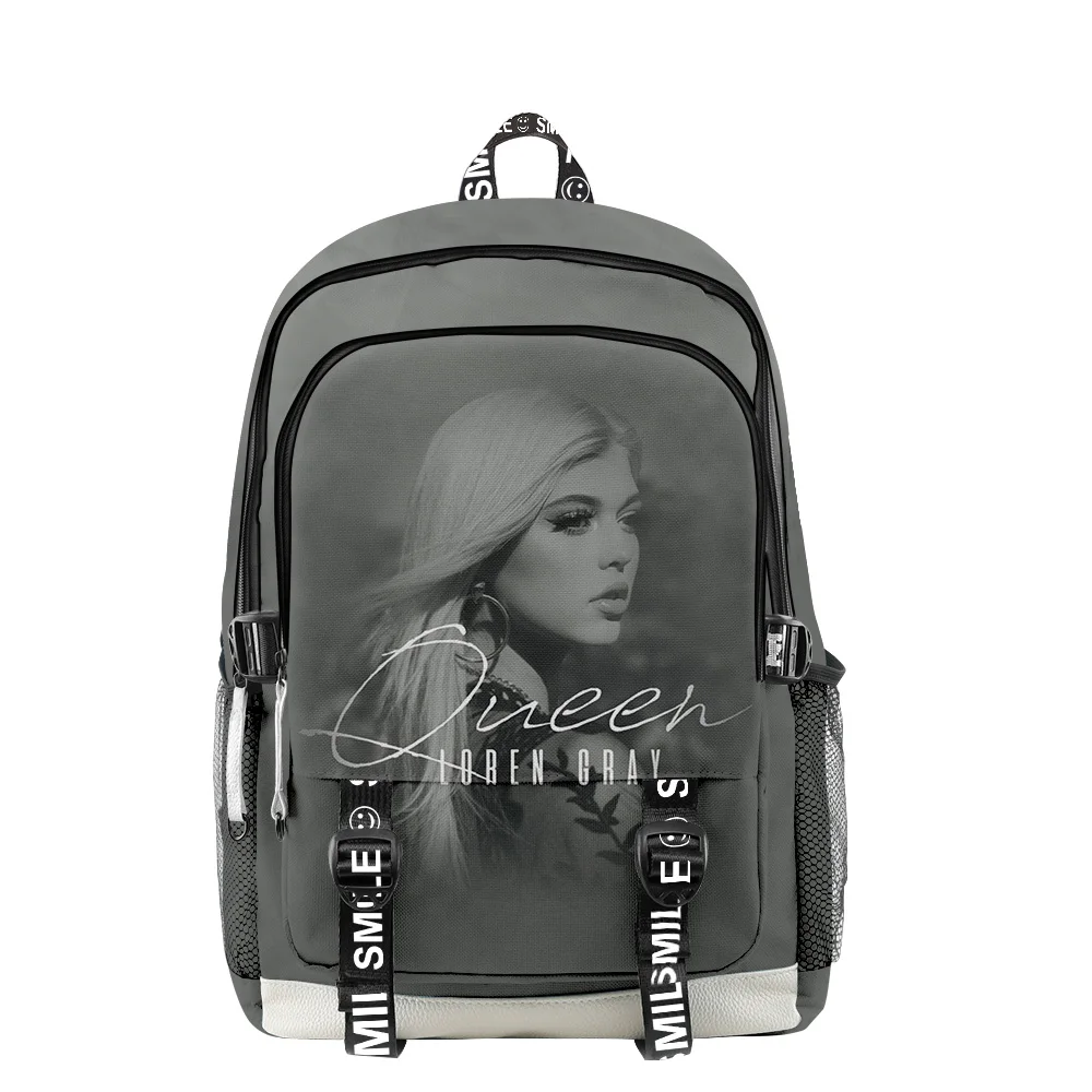 Imagem -04 - Loren Cinza Merch Zíper Mochila Bolsa de Escola Único Daypack Traval Bolsa Oxford Pano