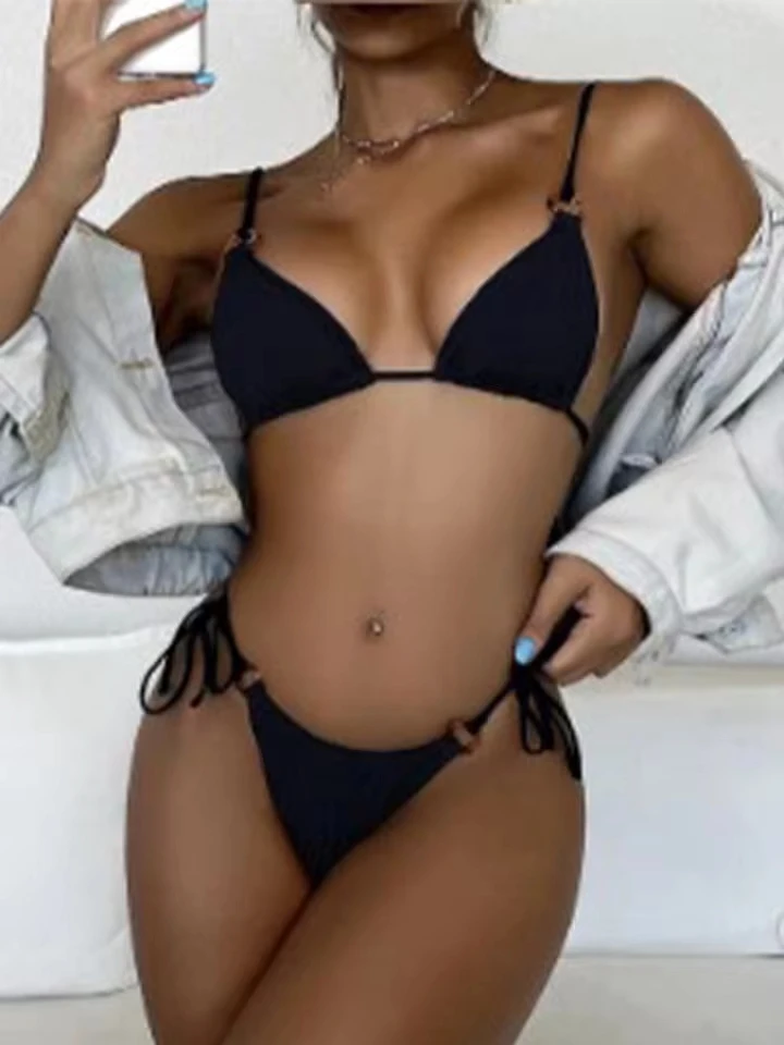 Vzvn Fashion Sexy Laced Up Beach Vacation Bikini Women Split Swimsuit Brazil Bikini 2026 All Season Backless Bikinis 2 Piece Set