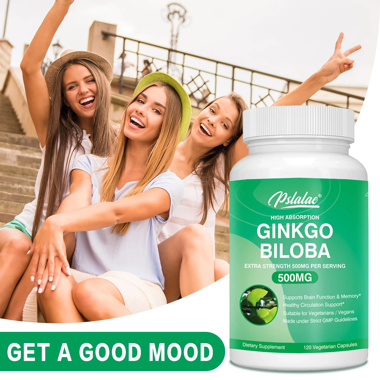 

Ginkgo Biloba Extract 500mg - Improving Concentration & Memory, Promotes Brain Function - 120 Capsules