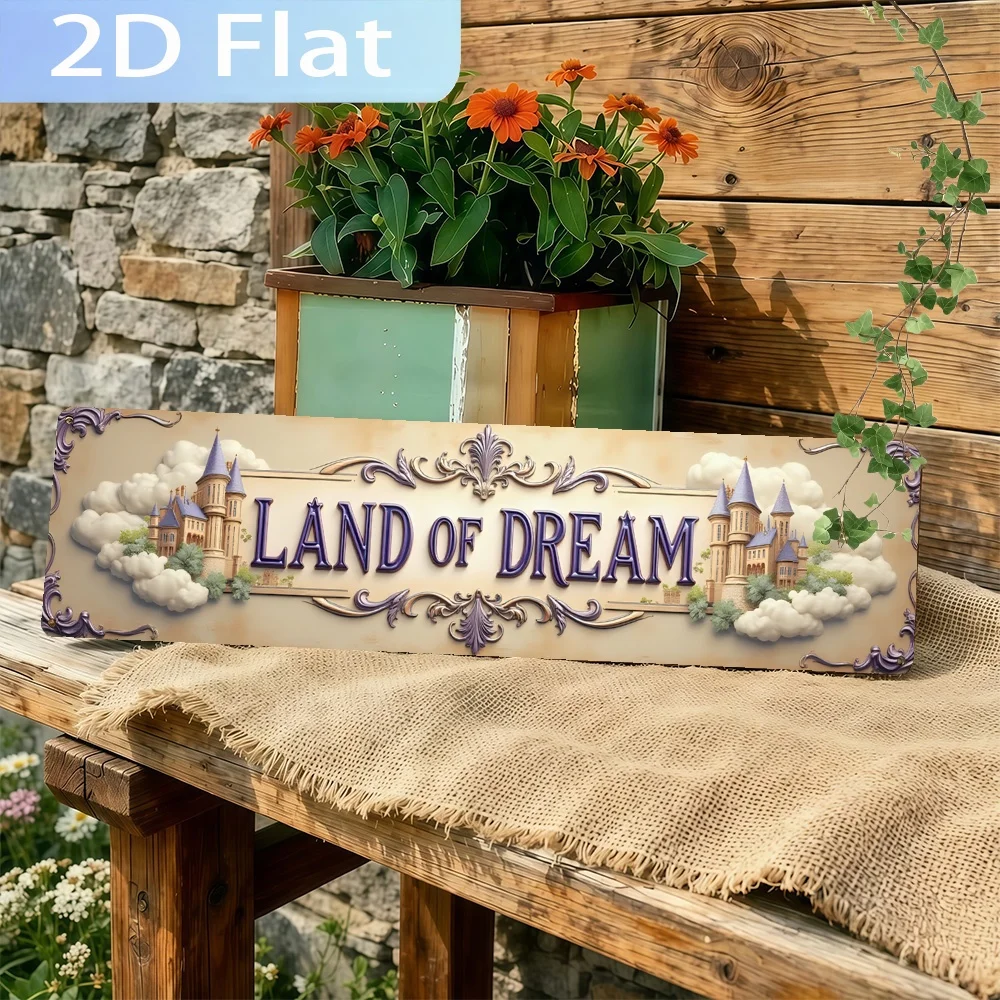 2D Flat, Vintage Sign 'LAND OF DREAM', Elegant Wall Art Sign, Perfect for Home, Bathroom, Kitchen, Office, Multipurpose Use