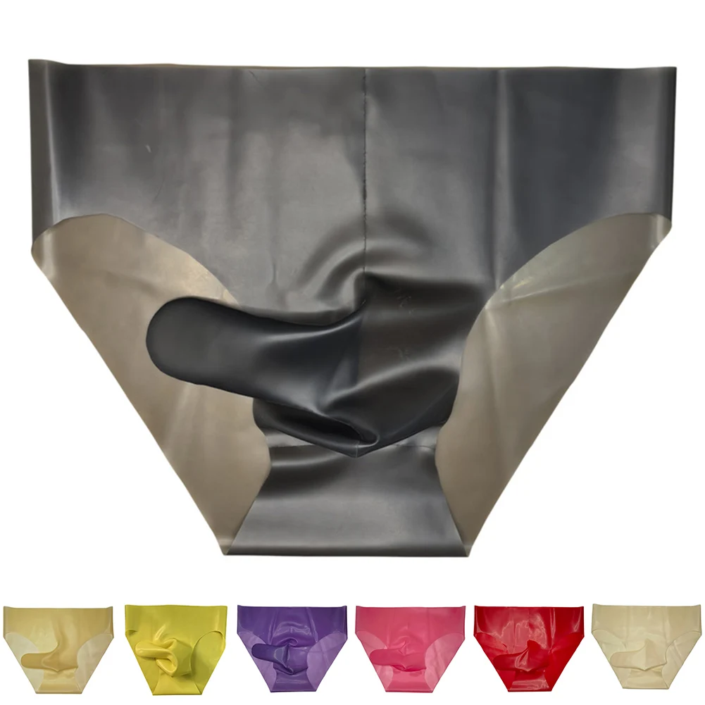 Seamless Mens Latex Underwear Sexy Solid Elephant Nose Lingerie Briefs Man Low Waist Underpants Brazilian Safety Panties
