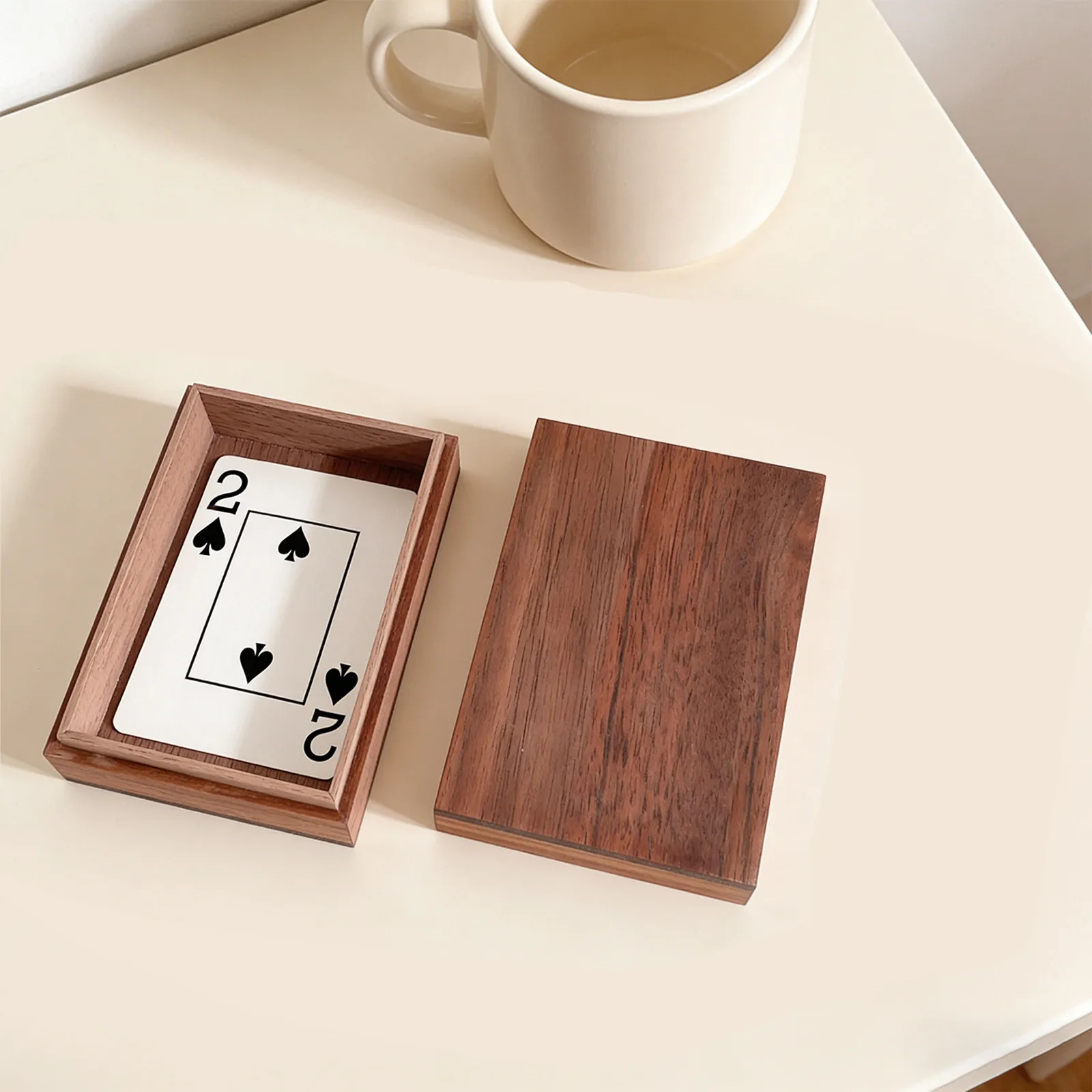 Pequeña Caja de Joyería de Madera de Nogal 4x3x1, Estuche Rústico para Guardar Recuerdos, Organizador Decorativo, Porta Cartas de Juego, Exhibidor de Joyas, para Viaje