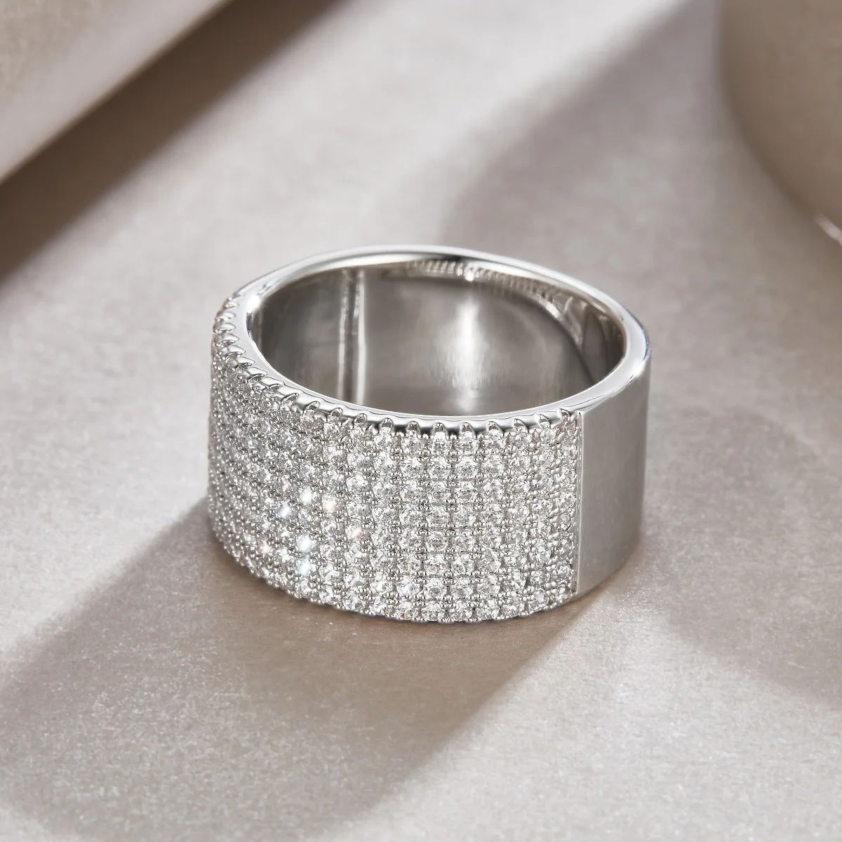 8 Rows Iced Moissanite Diamond Half Eternity Ring Wedding Band 925 Sterling Silver Fine Jewelry White Gold Engagement Rings Gift