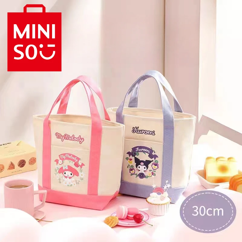 

MINISO Cartoon Anime New Sanrio Flower Fun Party Series Cute Kuromi Lunch Bag My Melody Large Capacity Shopping Bag Women’s Gift