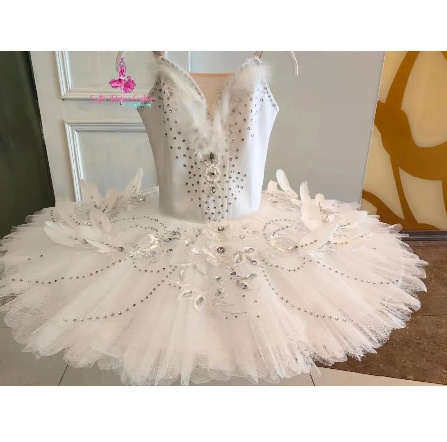 High-end private custom white Swan classical ballet tutu plate dress competition dress women's costume