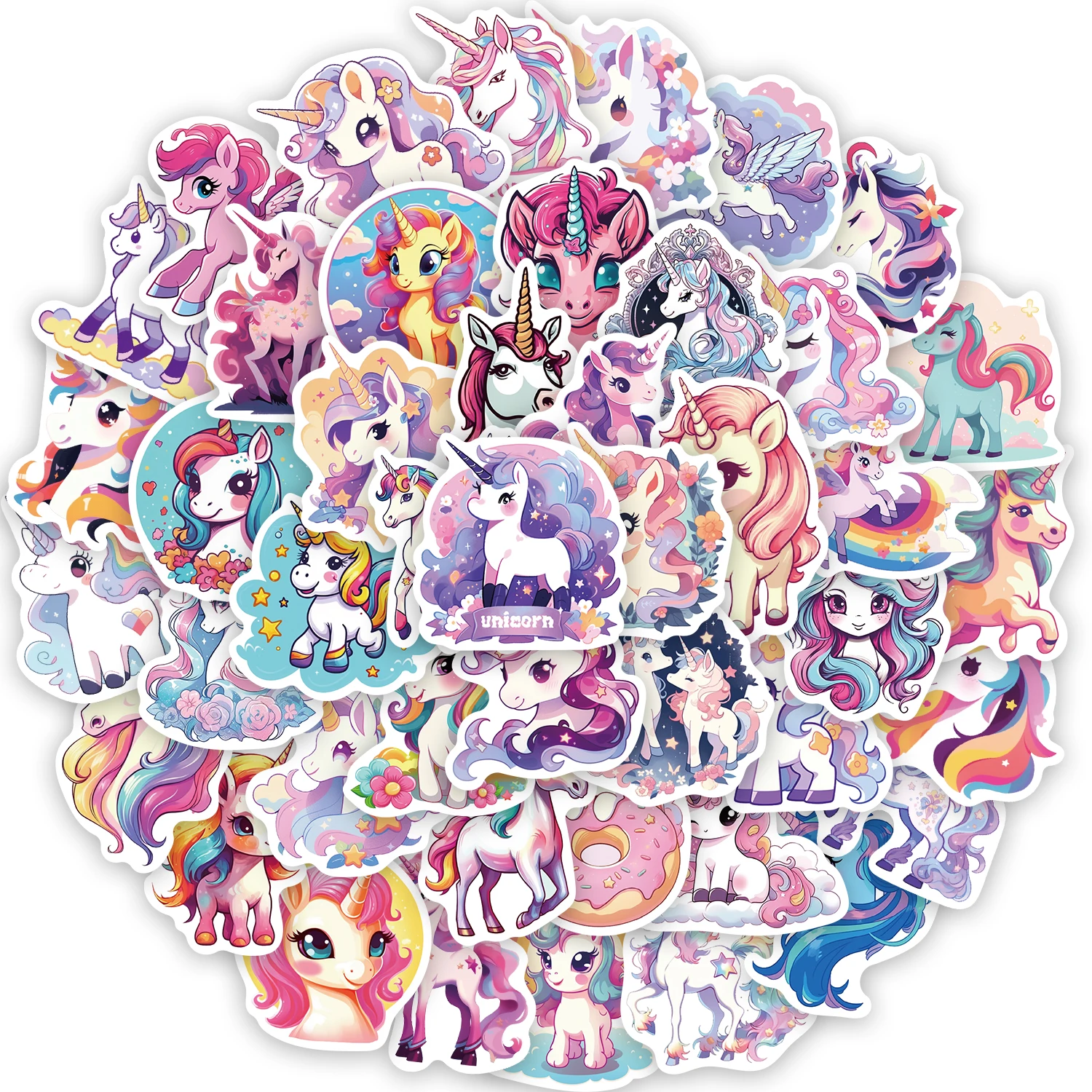50 adesivi divertenti unicorno, custodia per telefono fai da te, adesivi giocattolo per bottiglie thermos per laptop