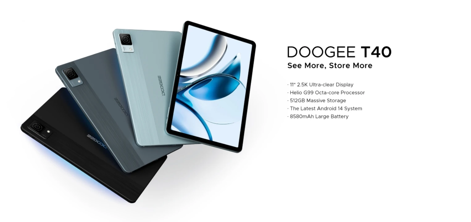 

DOOGEE T40, CPU Helio G99 120Hz 11-inch,4G Tablet Ultrabook 11" 2.5K Ultra-clear Display Large Capacity , 8GB RAM,512GB ROM