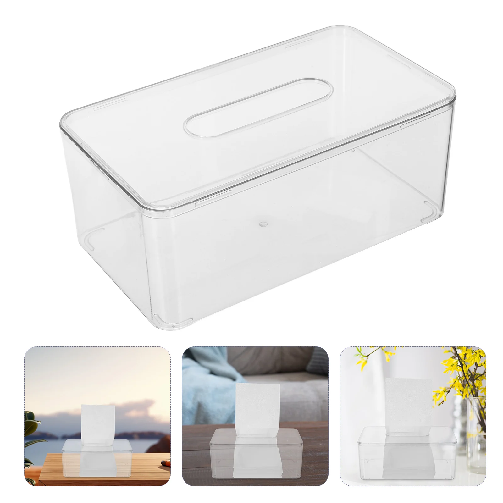 

Desktop Transparent Tissue Box Facial Holder Paper Organizer Towel Clear Plastic Organiser Napkin