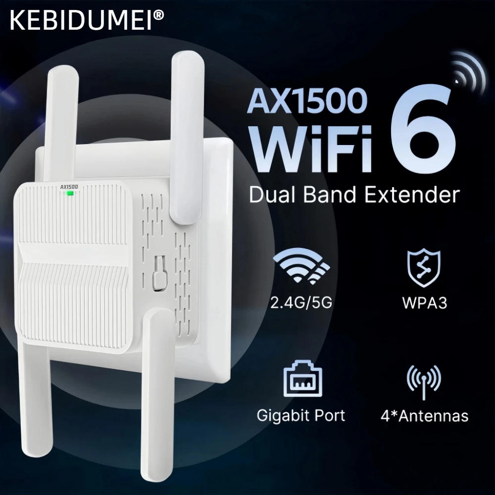 5Ghz AX1500 WiFi 6 Repeater Extender Signal Booster Dual Band 2.4G/5GHz Wi-Fi Signal Amplifier Long Range Network Easy Set