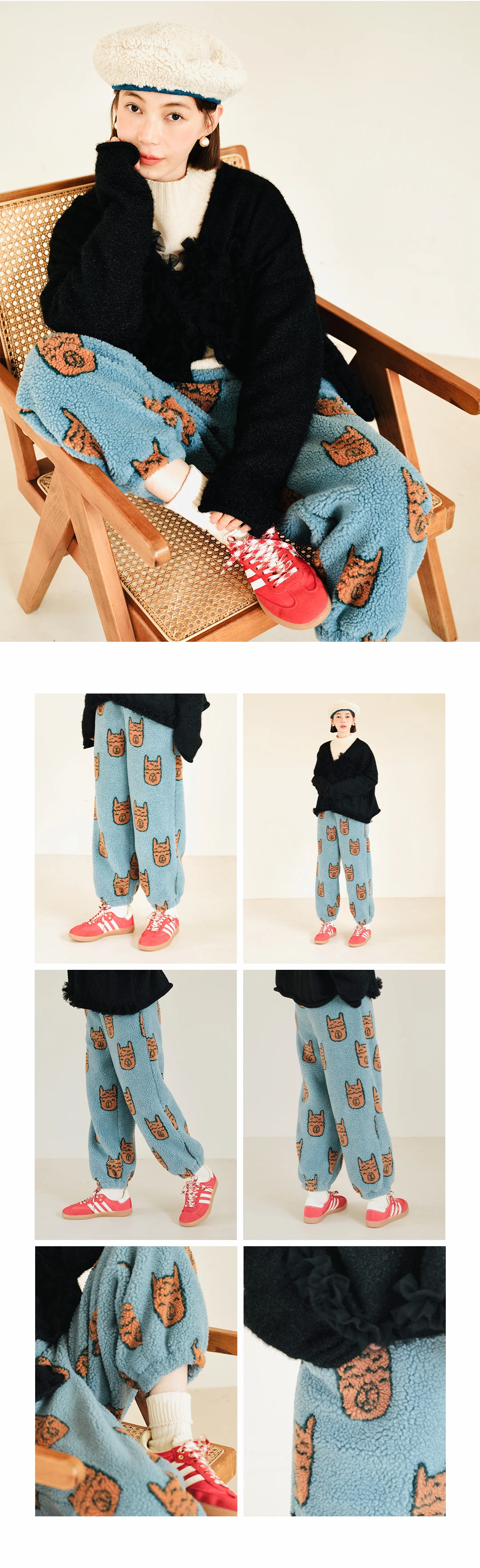imakokoni Blue Bear Fleece Thick Warm Casual Harem Lantern Pants Women's Pants Casual Female Clothing for Women