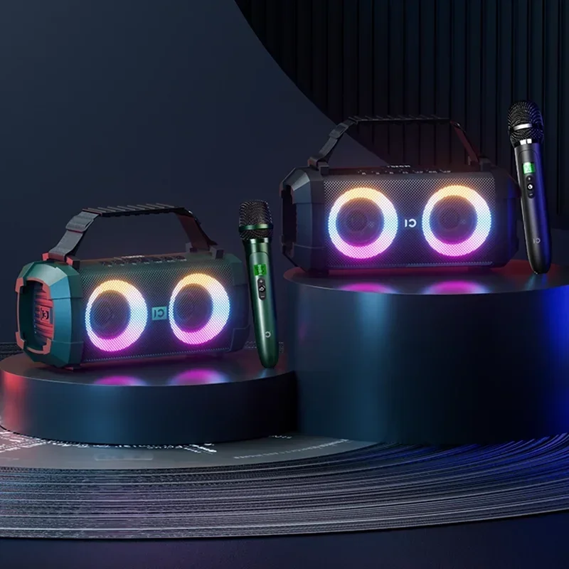 

Outdoor Smart Wireless Charging Sound Activated Karaoke Portable Bluetooth Speakers With RGB Led Lights