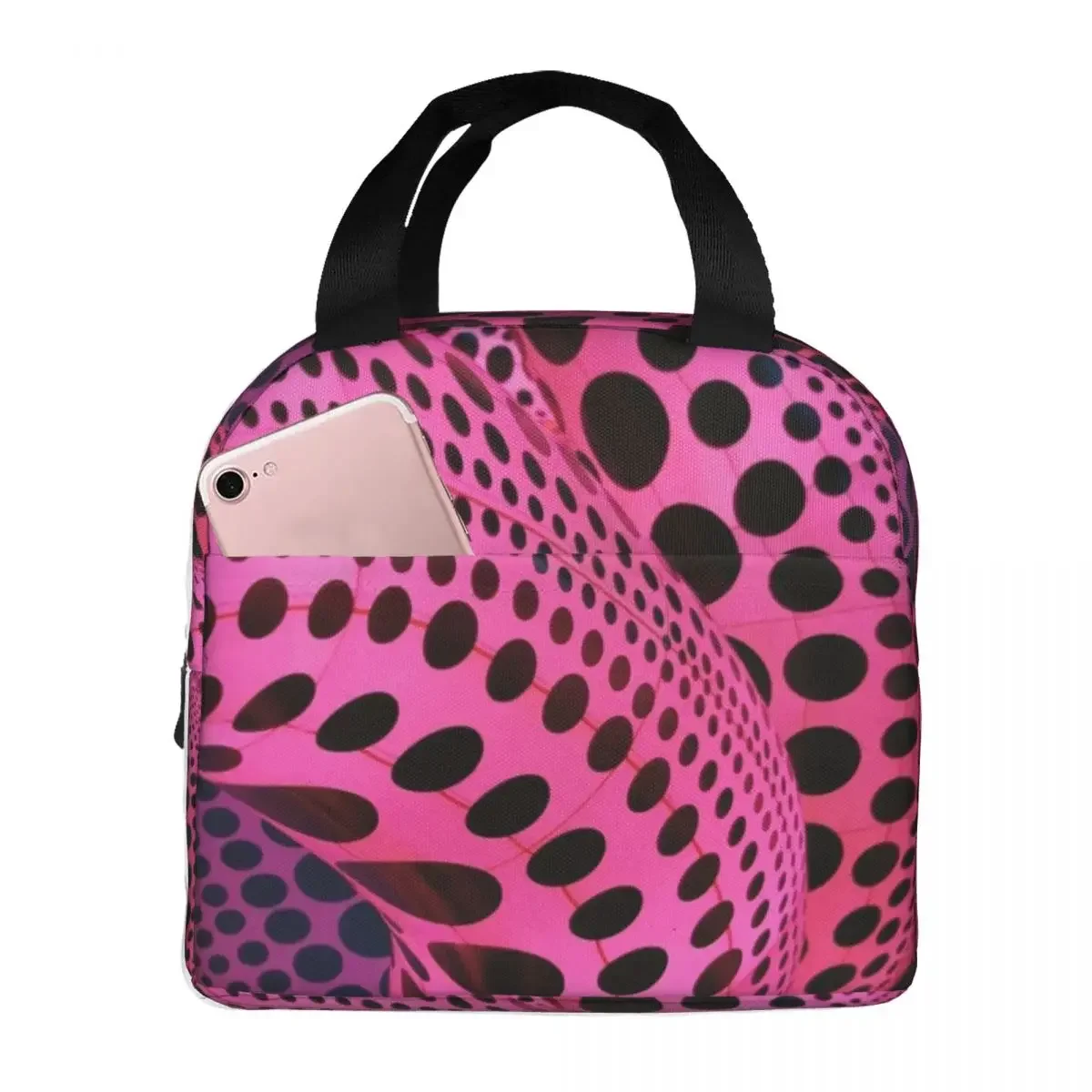 Pink Dots Insulated Lunch Bags Cooler Bag Lunch Container Yayoi Kusama Dots Polka Pop Leakproof Tote Lunch Box Food Handbags